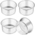 TeamFar 4 Inch Cake Pan, 4 Pcs Mini Cake Pan Round Tier Baking Tins Set, Stainless Steel, Healthy & Sturdy