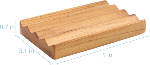 Teak Soap Dish for Shower, Pack of 2 by HTB, Wood Decorative Bath Soap Holder for Kitchen, Bathroom, Sink