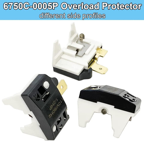 QP2-4.7 /4R7 1 Pin Refrigerator Starter PTC Relay with 6750C-0005P Overload Protector for Kenmore, LG