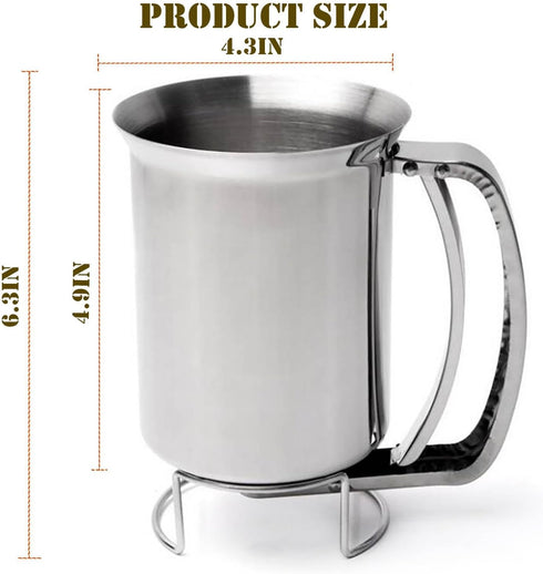 Stainless Steel Pancake Batter Dispenser, Batter Dispenser with Squeeze Handle, Professional Pancake Dispenser for Pancakes, Cupcakes, Muffins, and Waffles (900ml)