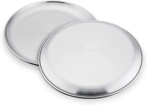 TeamFar 10 Inch Pizza Pan - Stainless Steel Pizza Tray for Oven Baking, Set of 2, Non Toxic & Dishwasher Safe