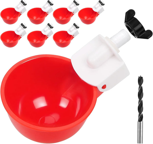 tibaebe Chicken Waterer Cups, 8 Pack Red Automatics Chicken Waterer, Professional Poultry Cups