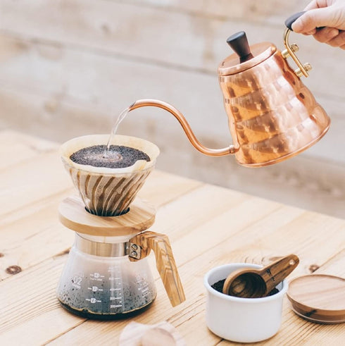 Hario VDGR-02-OV V60 Heat Resistant Glass Coffee Dripper, Olive Wood, For 1 to 4 Cups