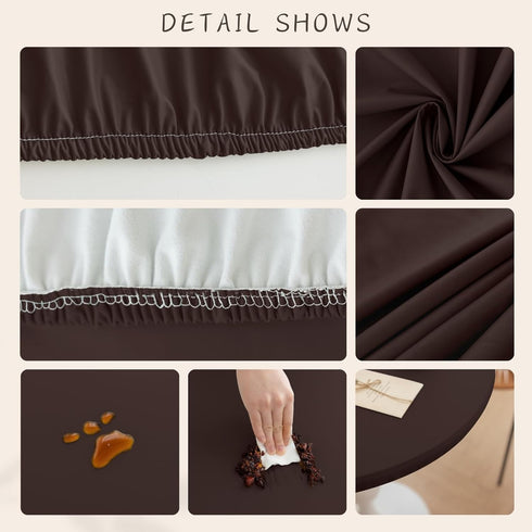 31 Inch (Coffee,31" Round Fitted PU Tablecloth with High Elastic Edge Dia Waterproof Oil Proof Table Cloth Anti-Scald