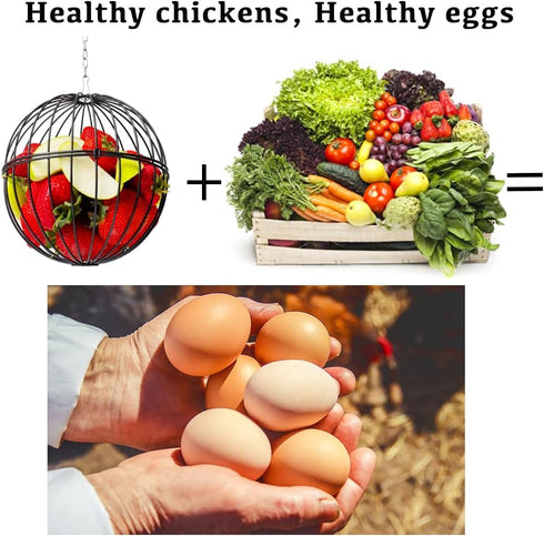 7.1 Inch 15.7 Inch Hanging Chicken Feeder - Large Iron Chicken Veggie Treat Ball - Sturdy Chicken Treat Holder