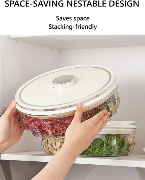 Tremeals 5-Compartment Round Spice Organizer Box with Lid Clear Seasoning Container for Kitchen BPA-Free Food Grade