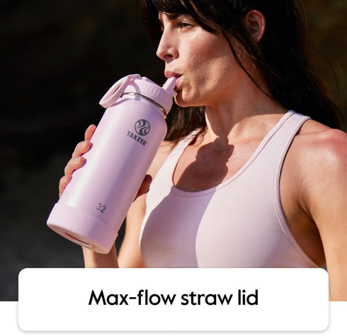 Takeya Actives 64 oz Vacuum Insulated Stainless Steel Water Bottle, Straw Lid, Premium Quality, Bluestone