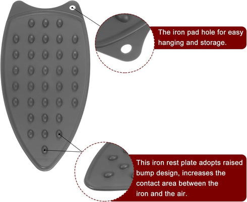 Silicone Iron Rest Pad, Multipurpose Hot Resistant Mat for Ironing Board, Compact Mat for Steam (Grey).