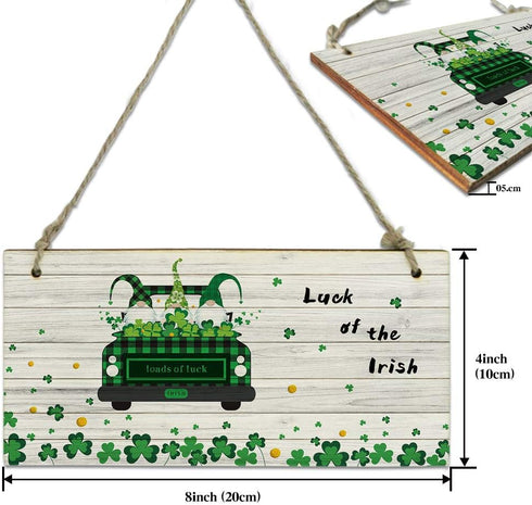 Welcome Wood Sign for Crafts, St. Patrick Day Truck Gnomes, Decorative Plaque for Home, Kitchen, Porch, Rustic Wood