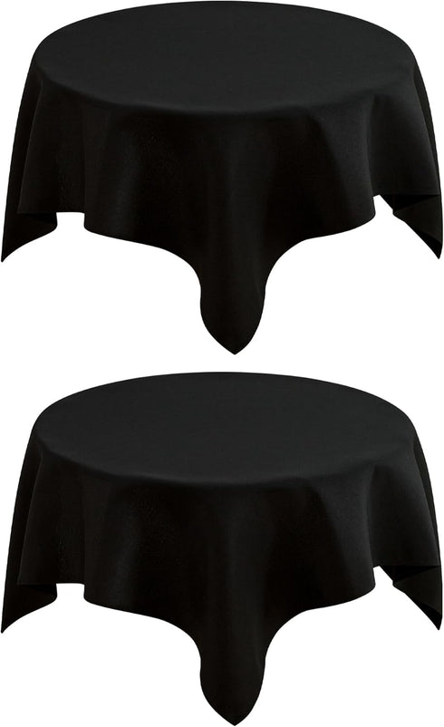 2 Pack Small Square Table Cloth 36X36 Inch Black Washable Fabric Tablecloth