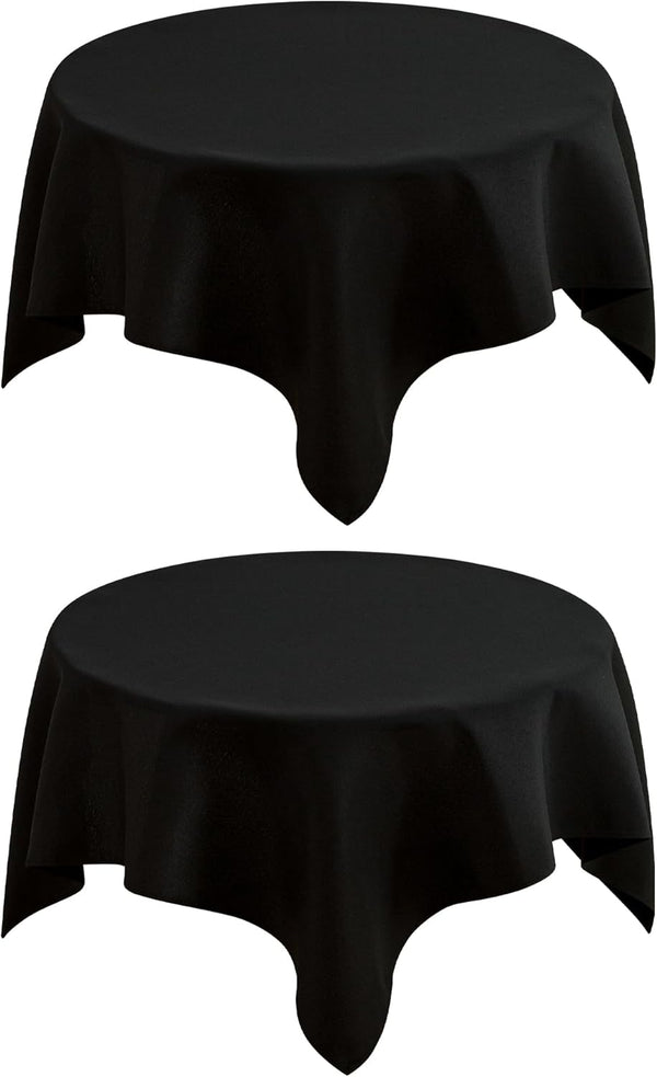 2 Pack Small Square Table Cloth 36X36 Inch Black Washable Fabric Tablecloth