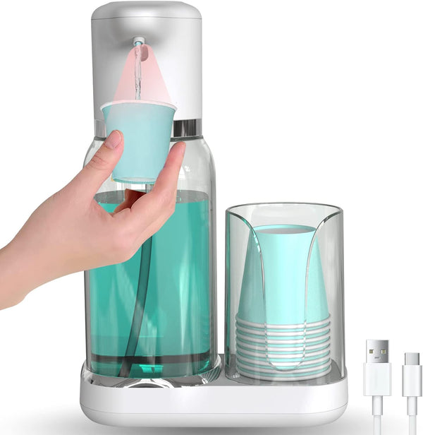 Luvan Automatic Mouthwash Dispenser for Bathroom, 25oz(750ml) Smart Mouthwash Dispenser with Cup