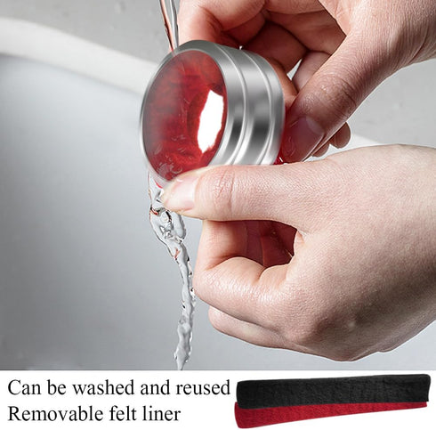 Stainless Steel Wine Bottle Collars, Durable Drip Rings, Simple Wine Drop Stopper with Felt (Red Waved)