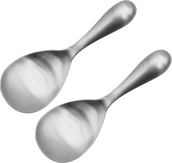 2 Pack Stainless Steel Rice Spoons, 8 Inch Thickened Rice Spoon, Heat Resistant Serving Spoon, Cooking Spoon Set