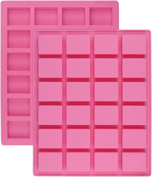 24-Cavity Rectangle Silicone Molds for Caramel Candy, Chocolate Truffles, Whiskey Ice Cubes, Fondant, Gummy Jelly