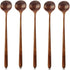 Long Wooden Spoons, 5 Pieces Korean Style 10.9 inches, 100% Natural Wood for Soup Mixing Kitchen Tools