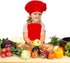 Kids Apron and Chef Hat Set, Adjustable Cotton Bib Aprons with Large Pocket, Red