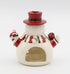 Fine Ceramic Snowman Tea Light Candle Holder Wearing Scarf, 5-1/2" H