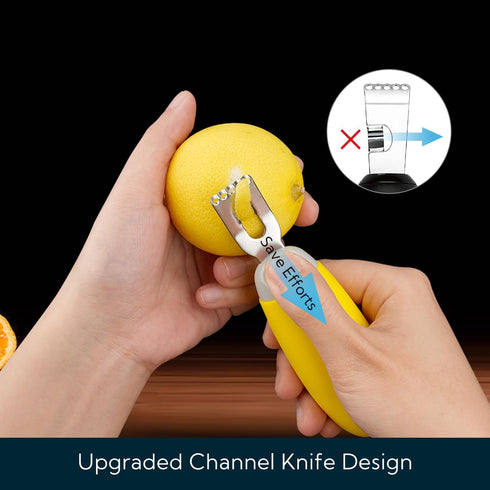 KITCHENDAO Citrus Lemon Peeler Zester Tool - Ultra Sharp Lemon Rind Twist Peeler Tool, Yellow