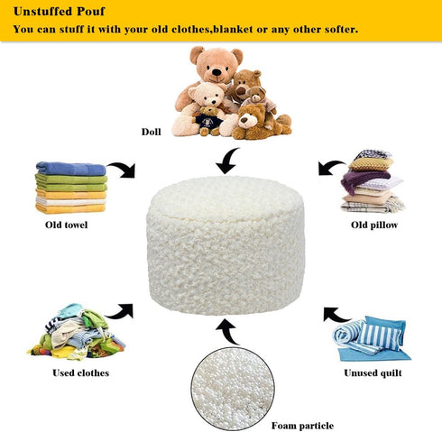 Poofieotto 20x12 Inches Unstuffed Pouf Ottoman Cover Handmade Footstool Ottoman Storage Solution Floor Pouf Footrest