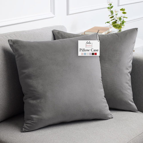 lalaLOOM Velvet Throw Pillow Covers, Set of 2, 20x20 Decorative Square Pillows