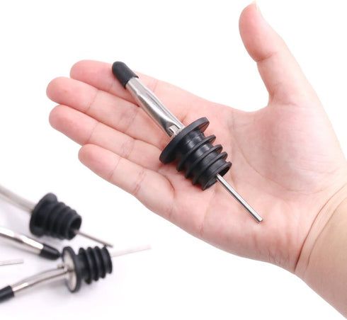 Swpeet 15 Pcs Stainless Steel Liquor Bottle Speed Pourers with Rubber Dust Caps for Pubs, Clubs, Restaurants, Bars
