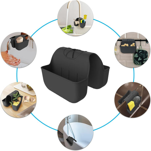 Sponge Holder for Kitchen Sink, Silicone Sink Saddle Caddy Organizer Rack, Sponges Holder Over Faucet, Hanging Kitchen