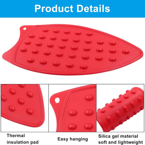 2 Pcs Silicone Iron Rest Pads, Heat Resistant Protective Mats for Ironing Board, Curling Irons, Flat Irons (Red)