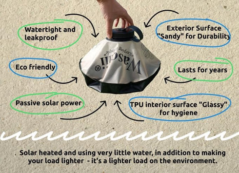 Portable Travel Laundry Bag - Solar Heated, Eco-Friendly, Compact Durable Laundry Solution for Camping and Hiking
