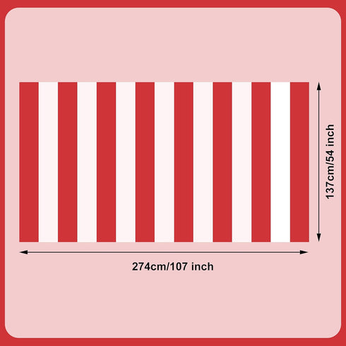 Peony Man 2 Pieces Red and White Striped Tablecloth - Plastic Waterproof Table Cover for Holiday Party Decoration