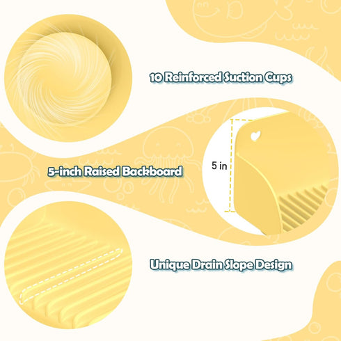 24 Inch 10 Bathtub Splash Guard with Suction Cups, Silicone Tub Water Splash Guard for Bathtub, Bath Toy Tray Holder