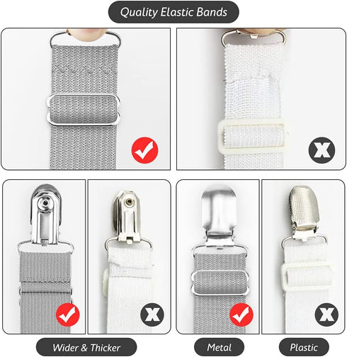 Foloda Bed Sheet Holders, 4 pcs Adjustable Fitted Sheet Straps, Clips Fasteners to Keep Sheets in Place