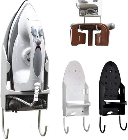 Wall Mount Ironing Board Hanger, Electric Iron Holder, Household Bathroom Shelf Rack for Max 5.2 inch Width (White)