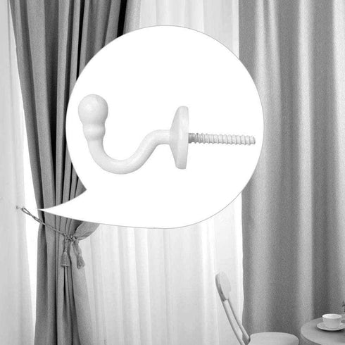 2 Pairs Curtain Hooks for Drapes - European Style White Window Curtain Holdback Hooks, Heavy Duty Wall Mounted