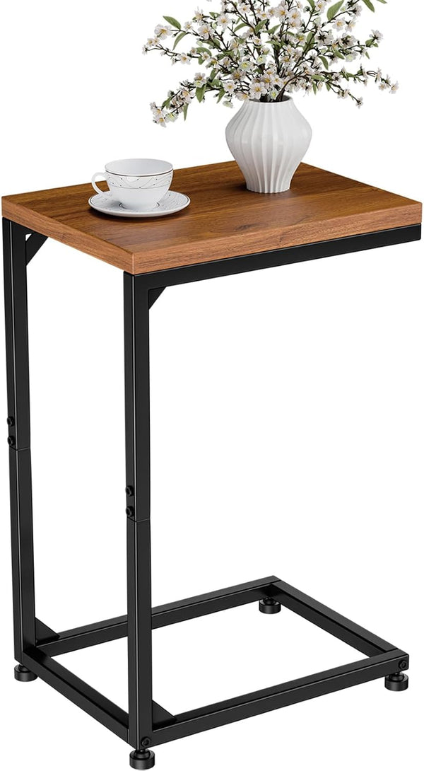 Ekisemio C Table for Sofa, C Shaped End Table with Metal Frame,