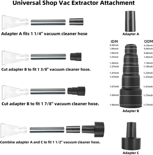 Shop Vac Extractor Tool, Vacuum Extractor Attachment for Carpet Upholstery Car Detailing, Large and Small