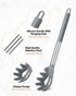 3 Pack Set Silicone Spaghetti Spoon & Pasta Tong With Pasta Measurer, of Non-Stick Stainless Steel Handle Pasta Fork