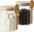 Glass Sugar Container with Spoon - 2 Pack 15oz Glass Jars with