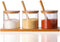 Lawei Set of 3 Condiment Jar with Lids and Spoons - Glass