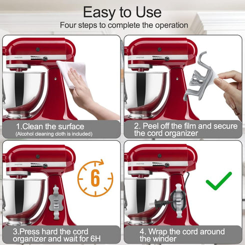 Cord Organizer for Kitchen Appliances, 6 PCS Sticky and Sturdy Cord Wrapper, Kitchen Appliance Cord Organizer Stick on Small Appliances, Mixer, Pressure Cooker, Coffee Maker, and Air Fryer