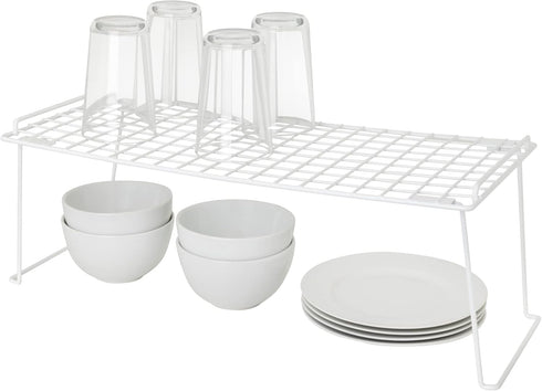 Smart Design Stacking Cabinet Shelf Rack - Extra Large 22 x 10 Inch - Steel Metal Wire Organizer for Kitchen
