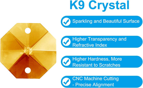 K9 2 100 Pack 14mm PATIKIL Crystal Octagon Beads Holes Pendants, Chandelier Prisms Parts Ornaments Hanging Beads