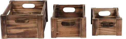 Farmhouse Wooden Crates Decorative Set of 3, Distressed Nesting Wood Crates for Storage and Home Decor