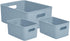 Superio Ribbed Collection Decorative Plastic Open Storage Bins, Blue (Set of 3), 1 Large, 2 Medium for Organizing