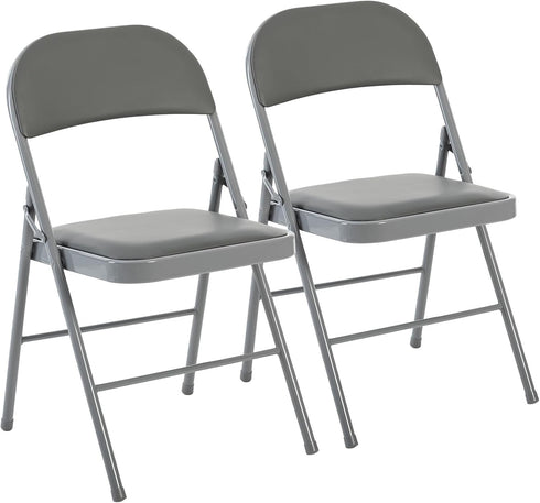 DUMOS 2 Pack Folding Chairs with Padded Cushion and Back - PU