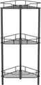 HuggieGems 3 Tier Floor Standing Corner Shower Caddy Organizer Shelf with Hooks, Bathroom