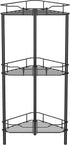 HuggieGems 3 Tier Floor Standing Corner Shower Caddy Organizer Shelf with Hooks, Bathroom