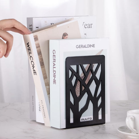 3 Book Ends, Bookends, Bookends for Shelves, Bookend, Book Ends for Heavy Books, Black Metal Book Shelf Holder Home