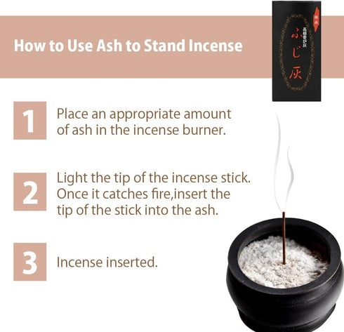 Hasegawa Incense Accessories: 'Fujibai' Fine White Ash, Specially Refined for Clean, Odorless Burn