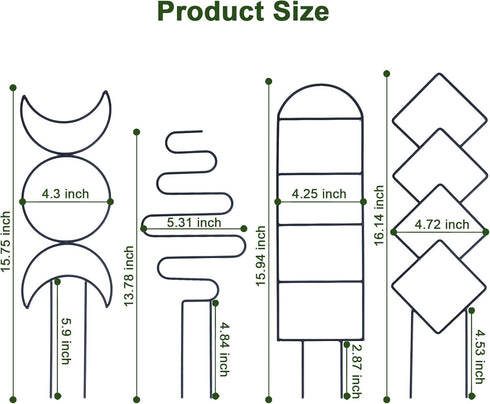16inch 4 Pack Wellsign Indoor Plant Trellis for Climbing Plants, Small Garden Metal Trellis for Potted Plants Outdoor